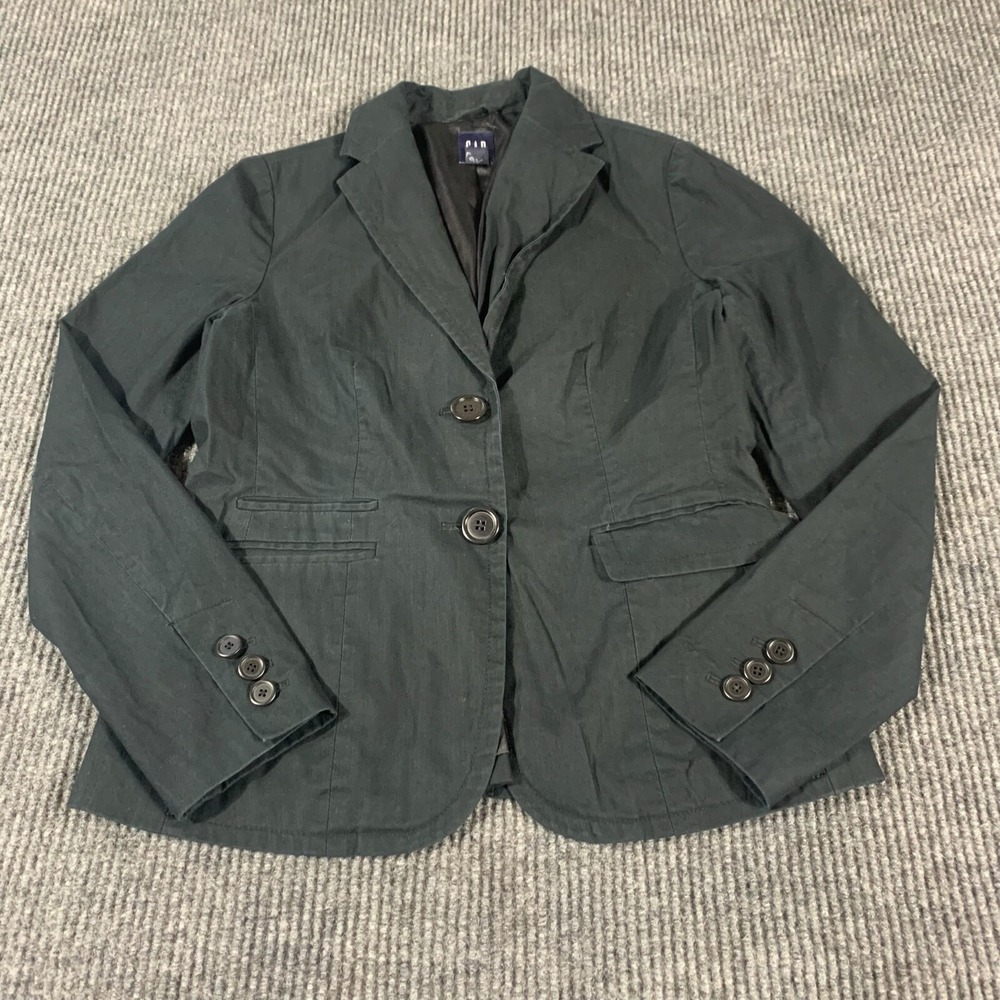 Gap Blazer Womens 10 Black‎ Button Front Sports Coat Lined Schoolboy Y2K Career